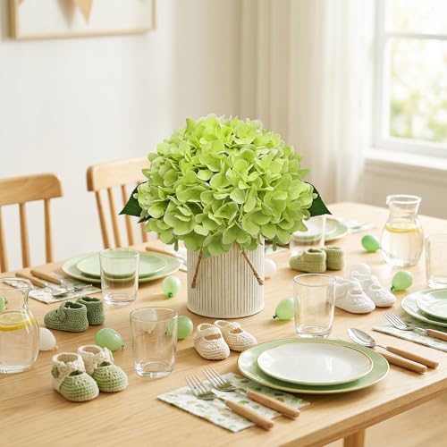 Set of 6 Artificial Flower Table Centerpieces (Light Green, 6 X Flower Table Centerpieces) - Image 6