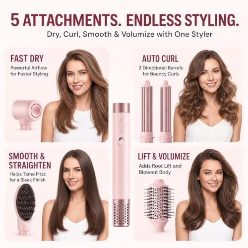 MESCOMB 5 in 1 Hot Air Styler Wrap for Fast Drying, Straightening,Curling - Image 2