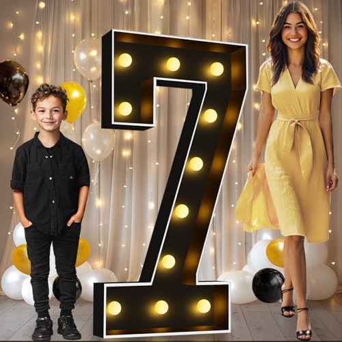 Pooqla 4FT Marquee Light Up Numbers 7 for 7th 70th Birthday Decorations by Pooqla