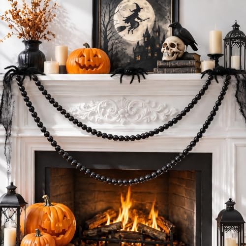 Canlierr 2 Pcs 5.6 ft Halloween Black Ball Garland Mantle Decorations 25mm by Canlierr