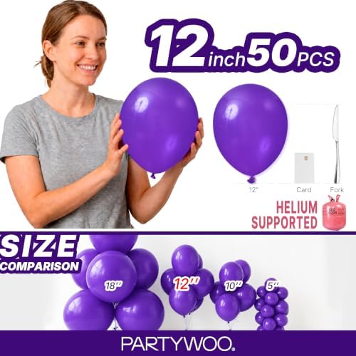 PartyWoo Dark Purple Balloons 50pcs Royal Purple Color 12 Inch - Image 6