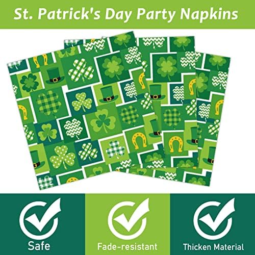 Wiooffen 96 Pcs St. Patrick’s Day Tableware Set Lucky Green Shamrock Plates Irish Festival Party Plates St. Patrick’s Day Plates and Napkins Paper Plates Napkins Forks for 24 Guests - Image 3