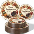 KIRE 60Pcs Thanksgiving Plates Plastic -Turkey and Pumpkin Fall Plastic Plates - Include 30Ps 10inch Dinner Plate and 30Pcs 7inch Dessert Plate for Thanksgiving/Friendsgiving Party by KIRE