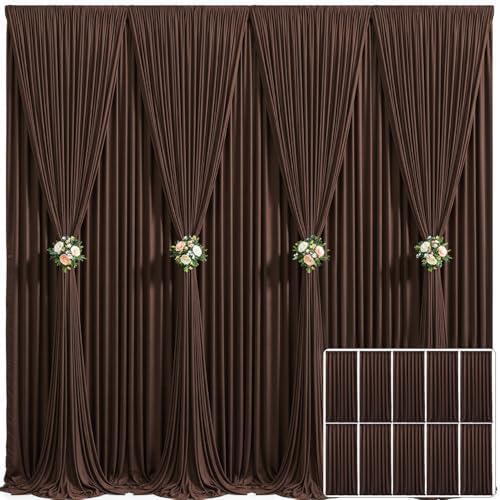 10 Panels Brown Backdrop Curtain for Parties Wedding Wrinkle Free Brown Photo Curtains Backdrop Drapes Fabric Decoration for Birthday Party Baby Shower 50ft(W) x 10ft(H) by Tao-GePartyDecorations