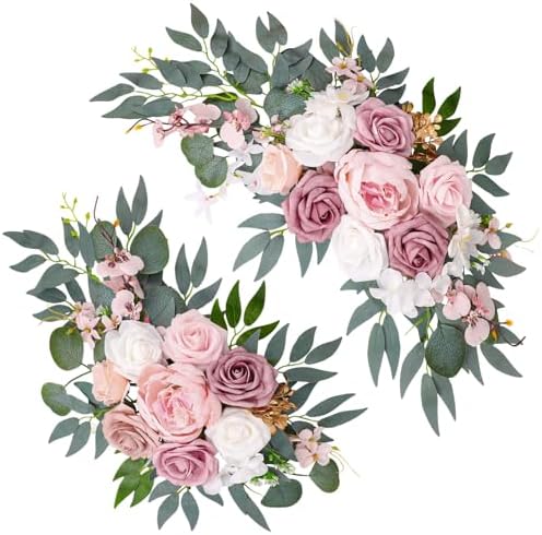 Wedding Arch Decorations 2 Pack, Arch Flowers Swag Dusty Rose by Ovveroche