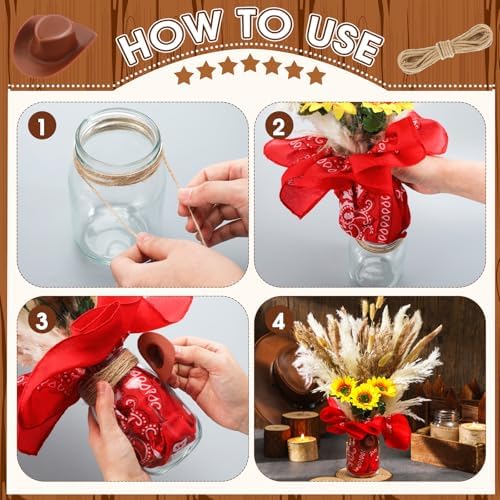 Wonderjune 135 Pcs Western Cowboy Table Centerpieces Party Decor, Red - Image 3