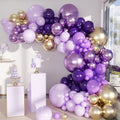 MEBAY Grey Violet Maca Purple Gold Balloons Garland Arch Kit, 146Pcs Latex Balloons Different Sizes 18 12 10 5 Inch for Party Decoration Birthday Wedding Engagements Anniversary Baby Shower by MEBAY