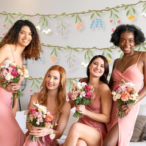 Cheerland 3pcs Wildflower Garland Flower Banner Floral Party Decorations Reusable Banner for Enchanted Garden Birthday Woodland Baby Bloom Bridal Shower Silly Goose Fairy Cottagecore Whimsical Decor - Image 3