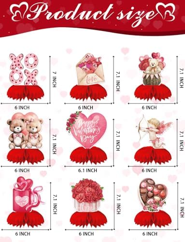 Valentine Honeycomb Centerpieces for Table, Valentine Table Decorations - Image 4