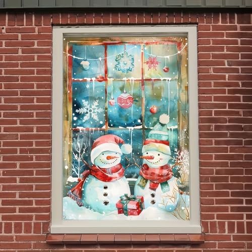 BlissYard Snowy Snowman Christmas Window Banner 31x47 Fabric - Image 3