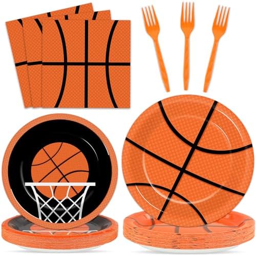 100 Pcs Basketball Party Plates and Napkins Set Basketball Birthday Party Decorations Sports Party Supplies Basketball Tableware Basketball Party Favors for Boy Birthday Party Decorations Serves 25 by Qyeahkj