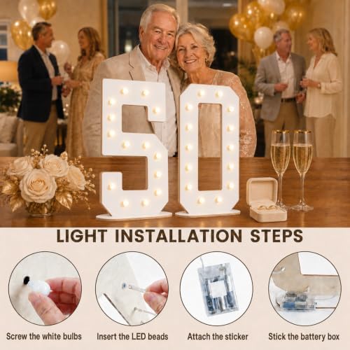 Pooqla 7th Birthday Decorations, 17.3 in White Wooden Light Up Numbers 7 - Image 2