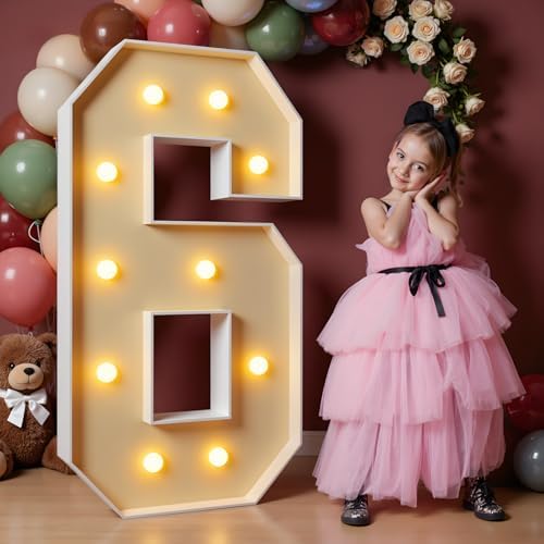 imprsv 4FT Marquee Numbers, Large Light Up Numbers 6 for 6th Birthday Decor by Letsmakeitimpressive