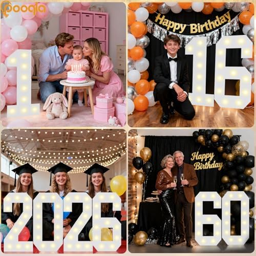 Pooqla 2.4FT Light Up Numbers for 12 Year Old Boy Girl Gifts, Marquee Numbers 2.4 Feet Tall Party Decor for Her Him, Mosaic Big Sign for 12th Birthday Decoration Backdrop, Warm White Large Number 12 - Image 6