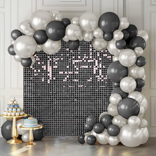 Shimmer Wall Backdrop Black 24Pcs Sequin Panels Decoration by KateBackdropforPhotography