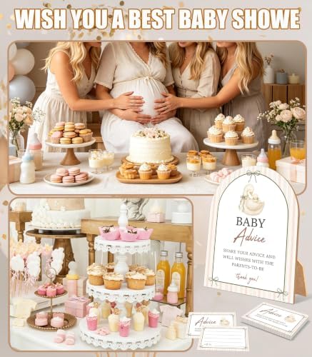 Goose Baby Shower Games, Vintage Goose Advice For Parents To Be, 6x8 Inch Arch Wooden Sign With Stand And 50 Advice Cards, Gender Reveal Party Supplies & Decorations -LN04 - Image 6