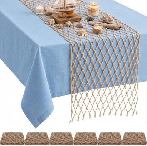 SATINIOR 6 Pcs 12 x 108'' Fishing Net Table Runner Party Decor, Linen by SATINIOR
