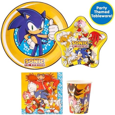 Sonic The Hedgehog Birthday Party Kit - Complete Supplies for 10, Video Game Themed Decorations, Licensed Banner, Plates, Cups, Balloons, Games, and Favors for Kids' Celebration - Image 3