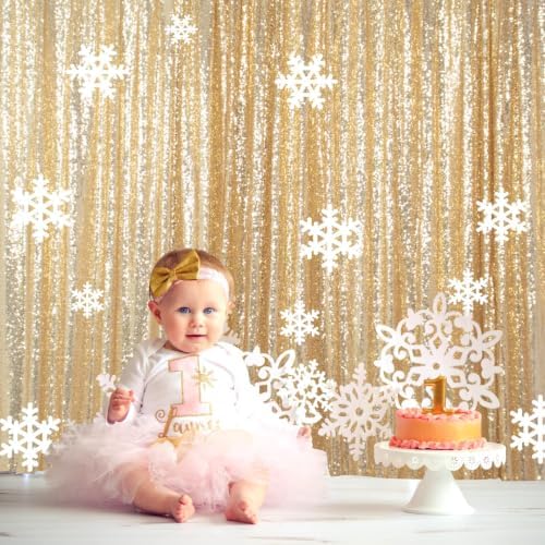 ShinyBeauty Light Gold Sequin Backdrop 8x10ft Fabric Drapes Birthday Party by ShinyBeauty