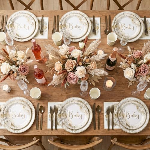 Boho Baby Shower Tableware Set For 25 Guests, 175 Pcs, Neutral - Image 5