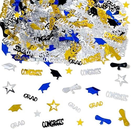Blue Graduation Confetti Grad Congrats Diploma Hat Star Shape Table Scatters Confetti for Graduation Decorations Graduation Party Supplies Decorations Confetti Party Sets by Unknown