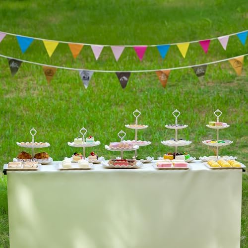 Biodegradable Cupcake Stand Holder, Dessert Table Display Set, Treat Table Candy Cake Desert Tiered Tray, 3 Tier Serving Trays for Tea Party, Wedding Baby Shower Bridal Shower Decorations（10 PCS ） - Image 4