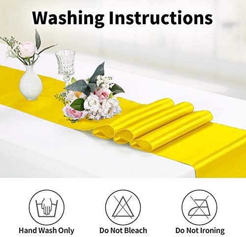 10-Pack Satin Table Runner Yellow 12 x 108 inches Long, Table Runners for Wedding, Birthday Parties, Banquets Decorations（10 Pack, 12x108 Inch, Yellow） - Image 6