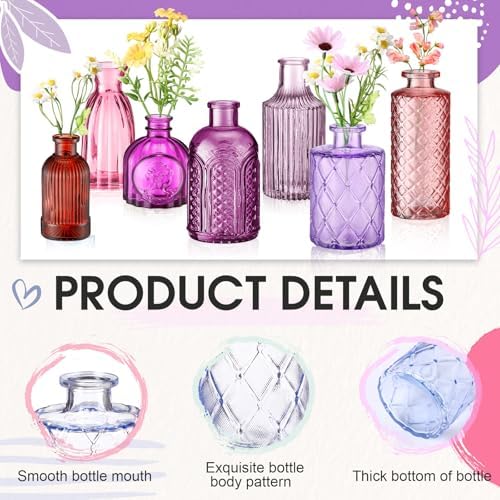 Yaomiao 30 Pcs Glass Bud Vases Centerpieces, Pink Purple Red Series - Image 4