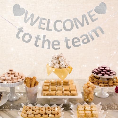 Pre-Strung Glitter Welcome to the Team Banner Welcome Banner Welcome Decorations for Office New Hire Events Corporate Onboarding & Team Building Parties (Silver) - Image 4