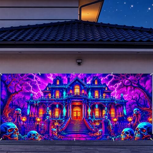 7 x 16 ft Mystic Manor Halloween Garage Door Decorations Halloween decorations Witch Door Cover, Hanging Banner Backdrop Mural for Home, Outdoor, Indoor, Spooky Party, Wall, Window - Image 5