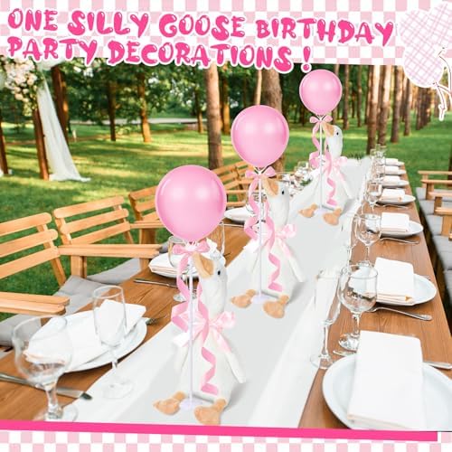 Chunful 6 Set Pink One Silly Goose 1st Birthday Decoration 11.8 Inch - Image 2