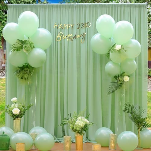 20ft X 10ft Olive Green Tulle Backdrop Curtain for Parites, Sheer Backdrop Curtains Fabric Drapes for Wedding Ceremony Arch Party Stage Decorations - Image 3