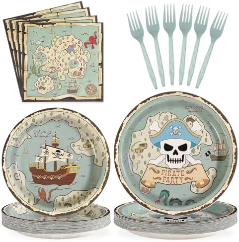 Grencian 96Pcs Pirate Party Decorations for Kids, Serve 24 by Grencian