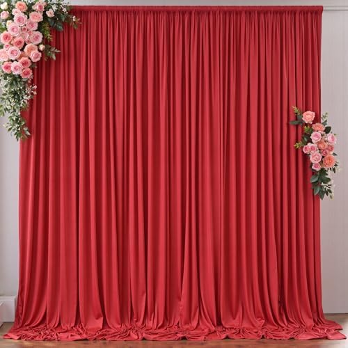 10ft x 10ft Red Backdrop Curtains for Party Wedding Wrinkle Free Red Photo Curtains Backdrop Drapes Fabric Decoration for Birthday Party Baby Shower Christmas 5ft x 10ft 2 Panels by Outpain