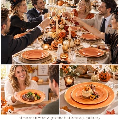 BESTVIP 200PCS Orange with Gold Plastic Plate - Image 3