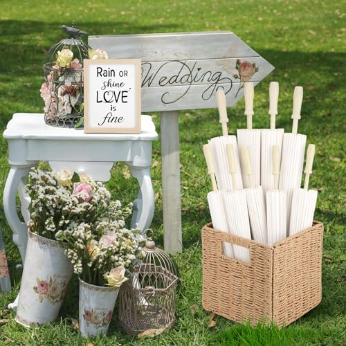12 Pack Paper Umbrellas for Wedding 33.1 Inch White Parasols Bulk - Image 6