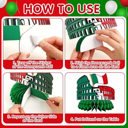 JULMELON 8 Pack Italian Themed Honeycomb Centerpieces Italian Party Favors - Image 4