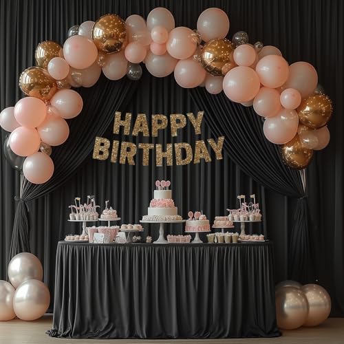 40x10FT Black Backdrop Curtains for Wedding Parties, Wrinkle Free Photo Backdrop Curtains for Wedding Birthday Party Baby Shower, Fabric Drape with Rod Pockets 5ft x 10ft, 8 Panels - Image 2