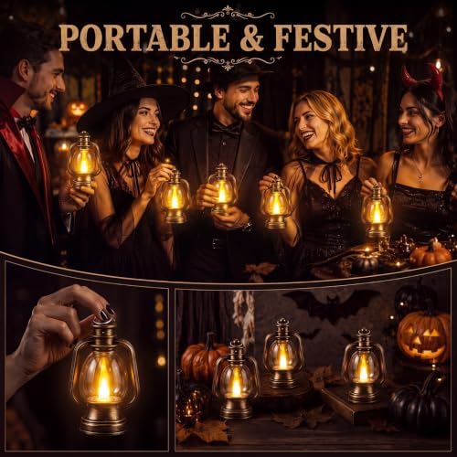 Ferraycle 12 Pcs Mini Lanterns 6 Inch Bronze Gold Lamp Table Centerpieces - Image 4