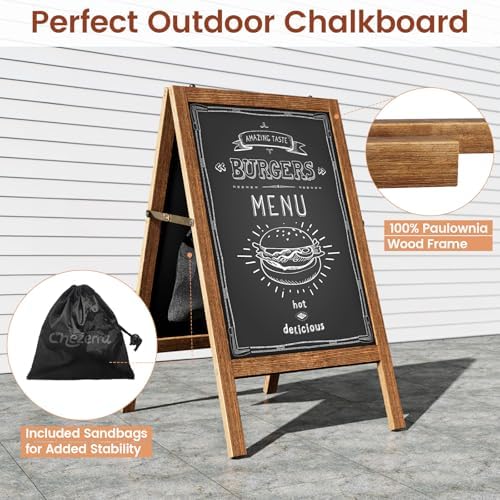 Chezerra A Frame Chalkboard Sign, 40"x20", Brown - Image 6