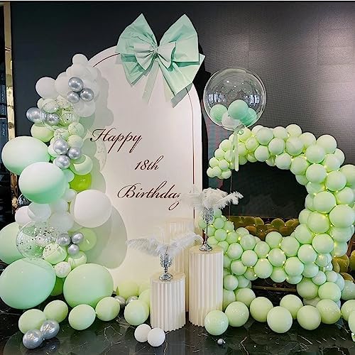 412pcs Pastel Mint Green Balloon Garland Arch Kit 18 12 10 5 Inch Different Sizes Light Latex Balloons for Baby Shower Birthday Wedding Jungle Forest Party Decoration - Image 4