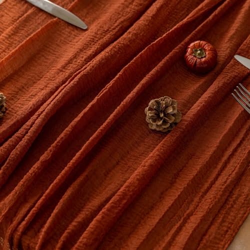 6Pcs Fall Terracotta Cheesecloth Table Runner 120 Inch Party Home Decor - Image 2