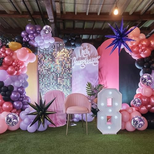 Pink and Purple Balloon Garland Arch Kit, Black Purple Pink Metallic Confetti Latex Party Balloons with Explosion Star Foil Balloon for Girls Bridal Baby Shower Wedding Birthday Party Decorations - Image 5