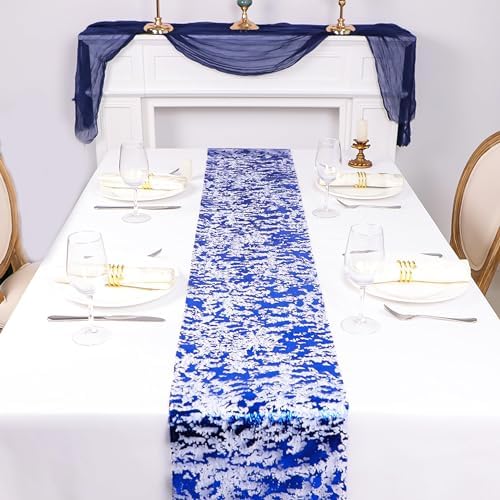 Royal Blue Table Runner, Glitter Metallic Foil Mesh Roll 49 Feet - Image 7
