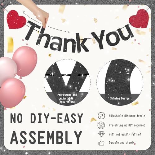 Thank You Banner Staff Appreciation Banner for Employee Appreciation Decorations Teacher Thanks Volunteer Events Office School Organization Thank You Parties (Black) - Image 2
