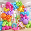 412pcs Summer Tropical Balloon Arch Garland Kit, Different Sizes 18 12 10 5inch Rainbow Hot Pink Green Orange Blue Purple Balloons for Hawaiian Luau Aloha Baby Shower Birthday Party Decorations by PAXILE