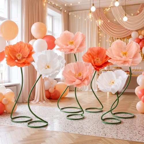 7 Pcs 5ft Boho Large Corn Poppy Flower Giant Artificial Poppies by Maysing