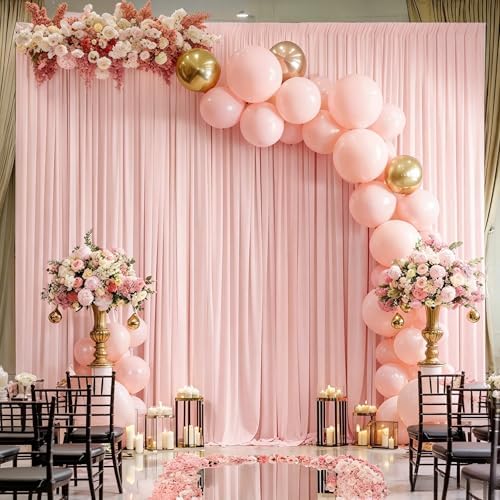 50x10ft Blush Pink Backdrop Curtain Panels for Parties - Wrinkle Free Polyester Photo Curtain Backdrop Wedding Back Drop Fabric Drapes for Party Decorations Background for Photography - Image 3