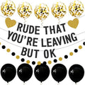 Rude That You're Leaving But OK Banner, Going Away Party Decorations for Coworker, Friends, Retirement Party Decor, Black Gold Glittery Office & Home Farewell Party Goodbye Decorations by PEIQICHU