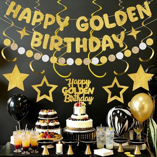 Happy Golden Birthday Party Decorations, Golden Bday Party Kit - Image 3